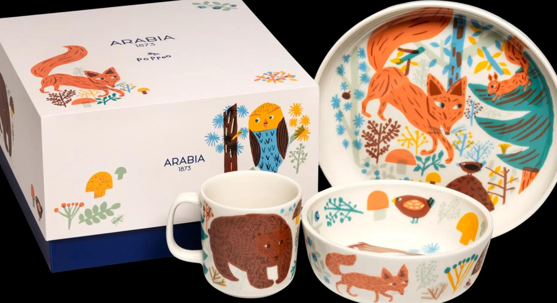 Arabia Poppoo Ystävät 3-setti lastenastiasto