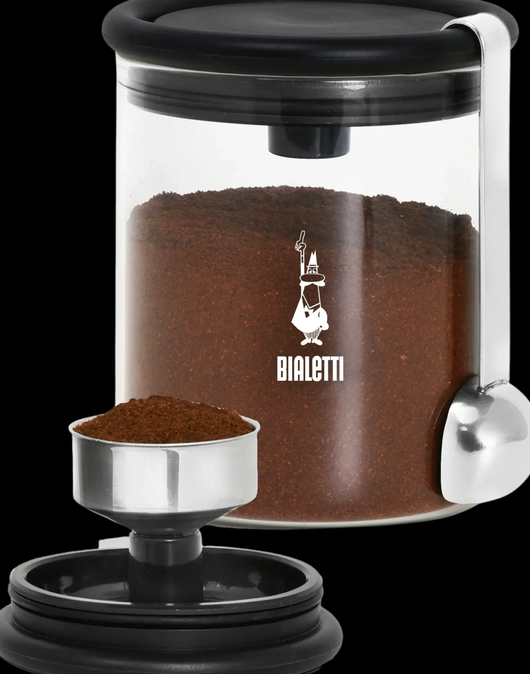 Bialetti kahvipurkki kahvimitalla, lasi