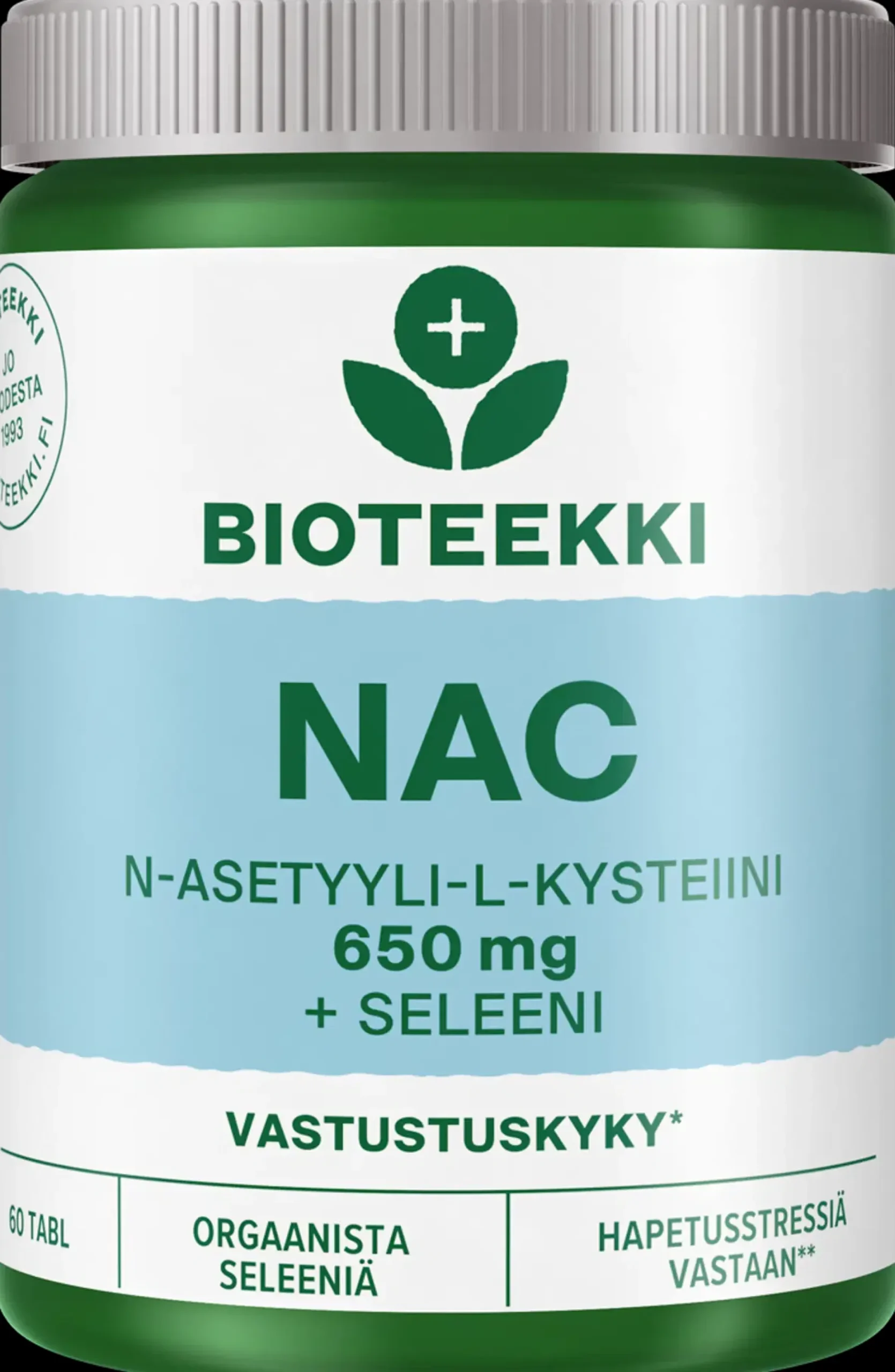 Bioteekki NAC 650 mg + Seleeni ravintolisä 60 tabl.