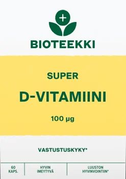 Bioteekki Super D-vitamiini 100 mikrog. ravintolisä 60 kaps.