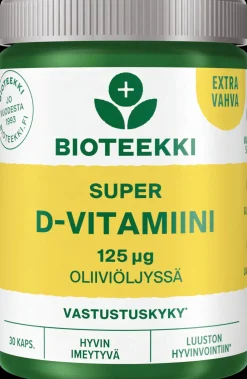 Bioteekki Super D-vitamiini 125 mcg ravintolisä 30 kaps.
