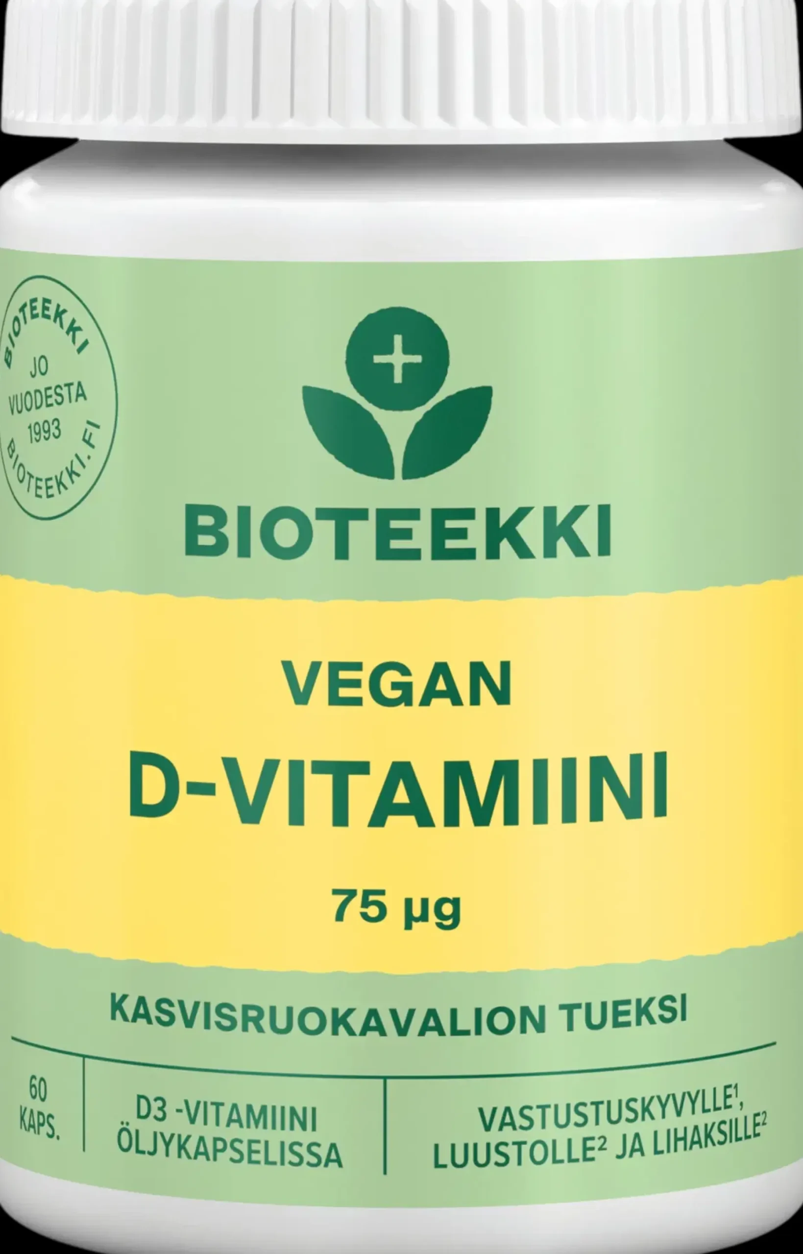 Bioteekki Vegan D-vitamiini 75 µg 60 kaps.
