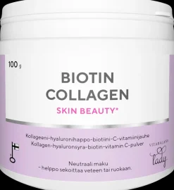Biotin Collagen 100 g., kotimainen kollageeni-hyaluronihappo-biotiini-C-vitamiini jauhe, Vitabalans