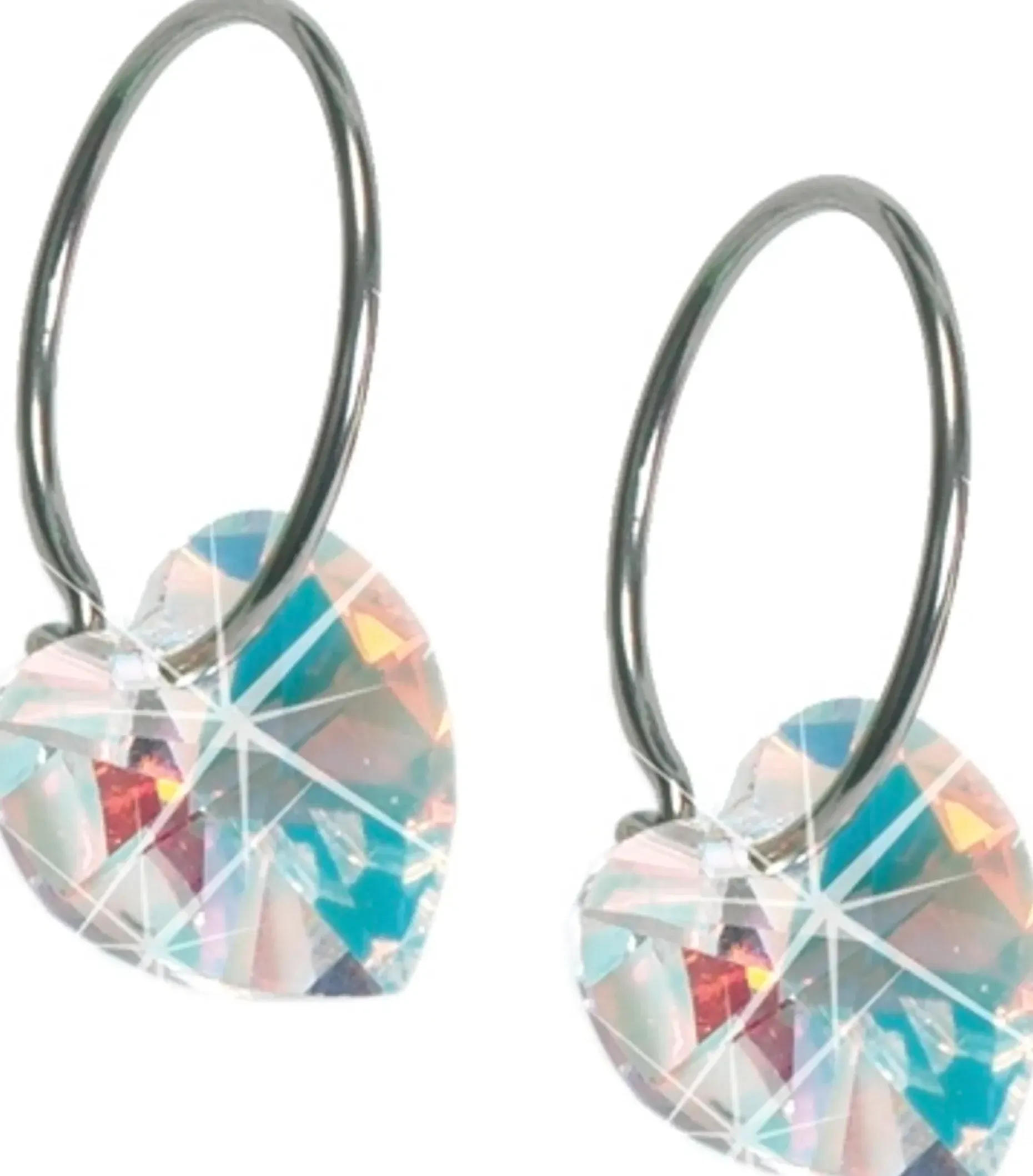 Blomdahl Ring 14mm Heart 10mm, Rainbow korvakorut