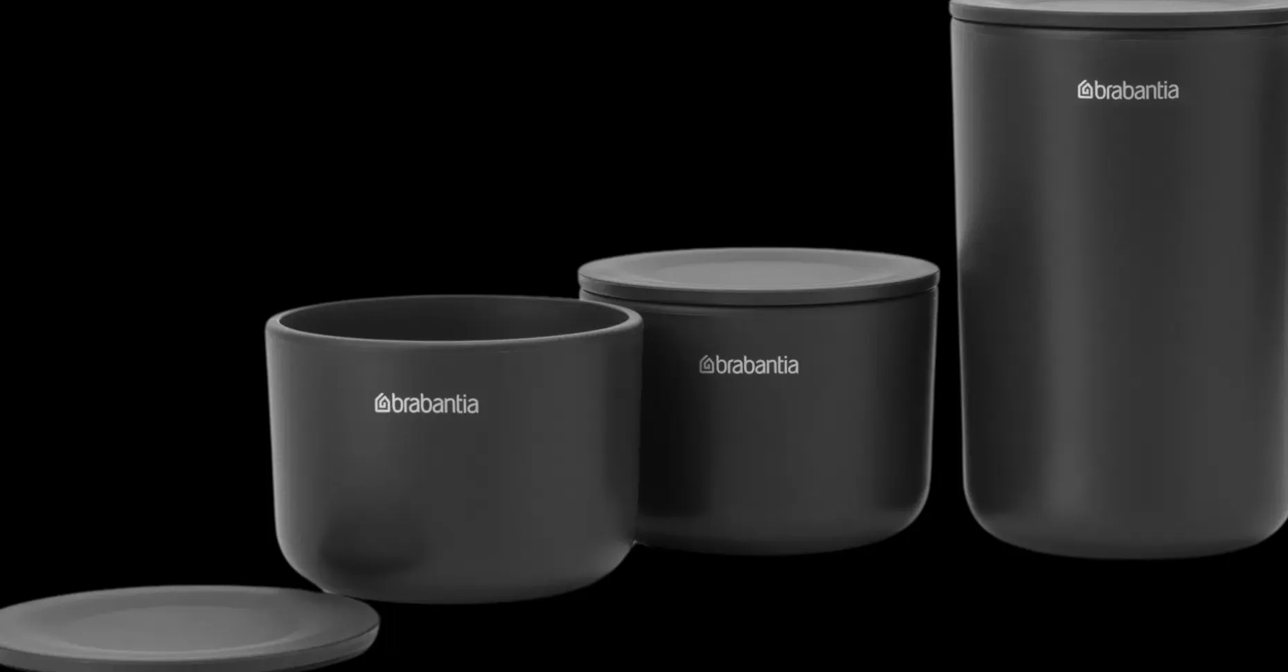 Brabantia ReNew säilytyspurkit 3 kpl dark grey