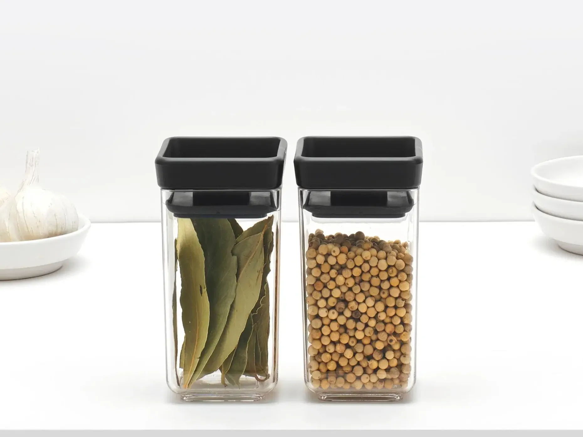Brabantia Tasty+ pinottava säilytyspurkki 2 kpl dark grey