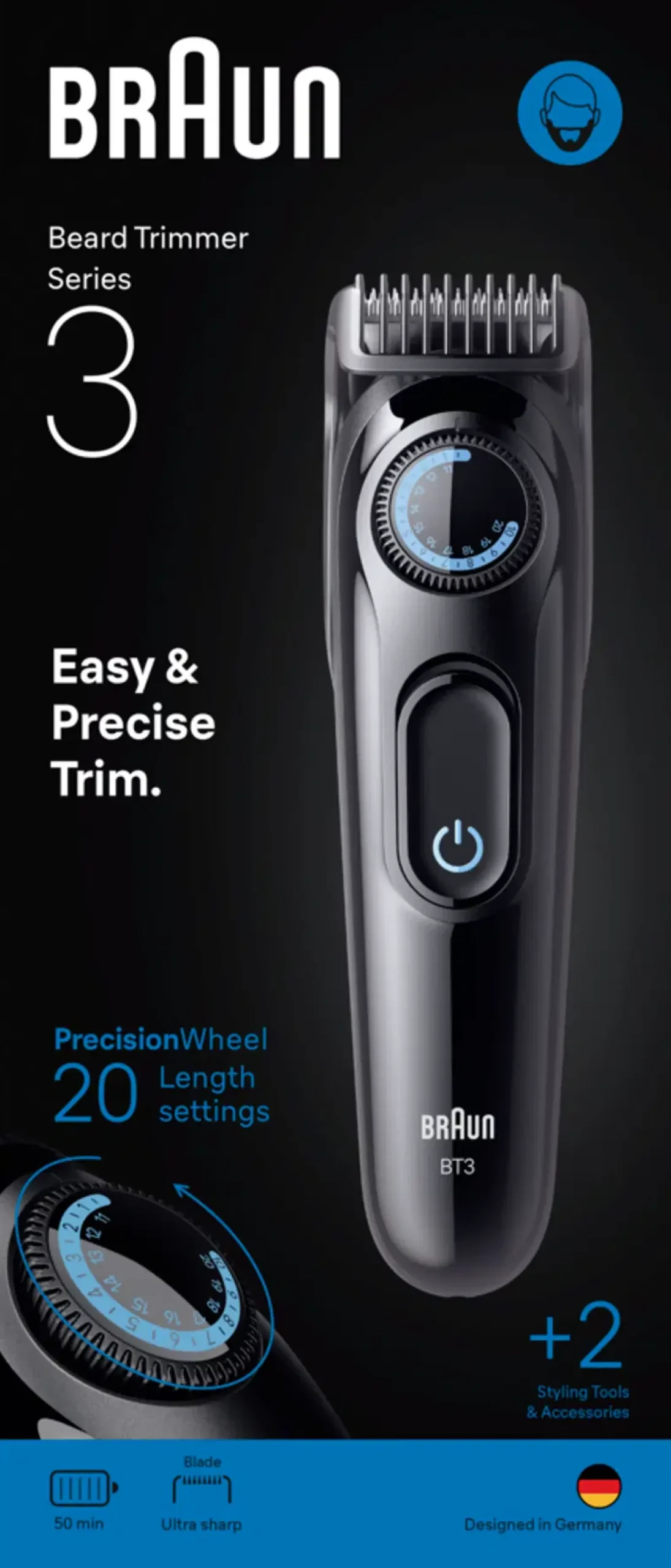 Braun Series 3 Styler BT 3500 Black/Blue Partatrimmeri