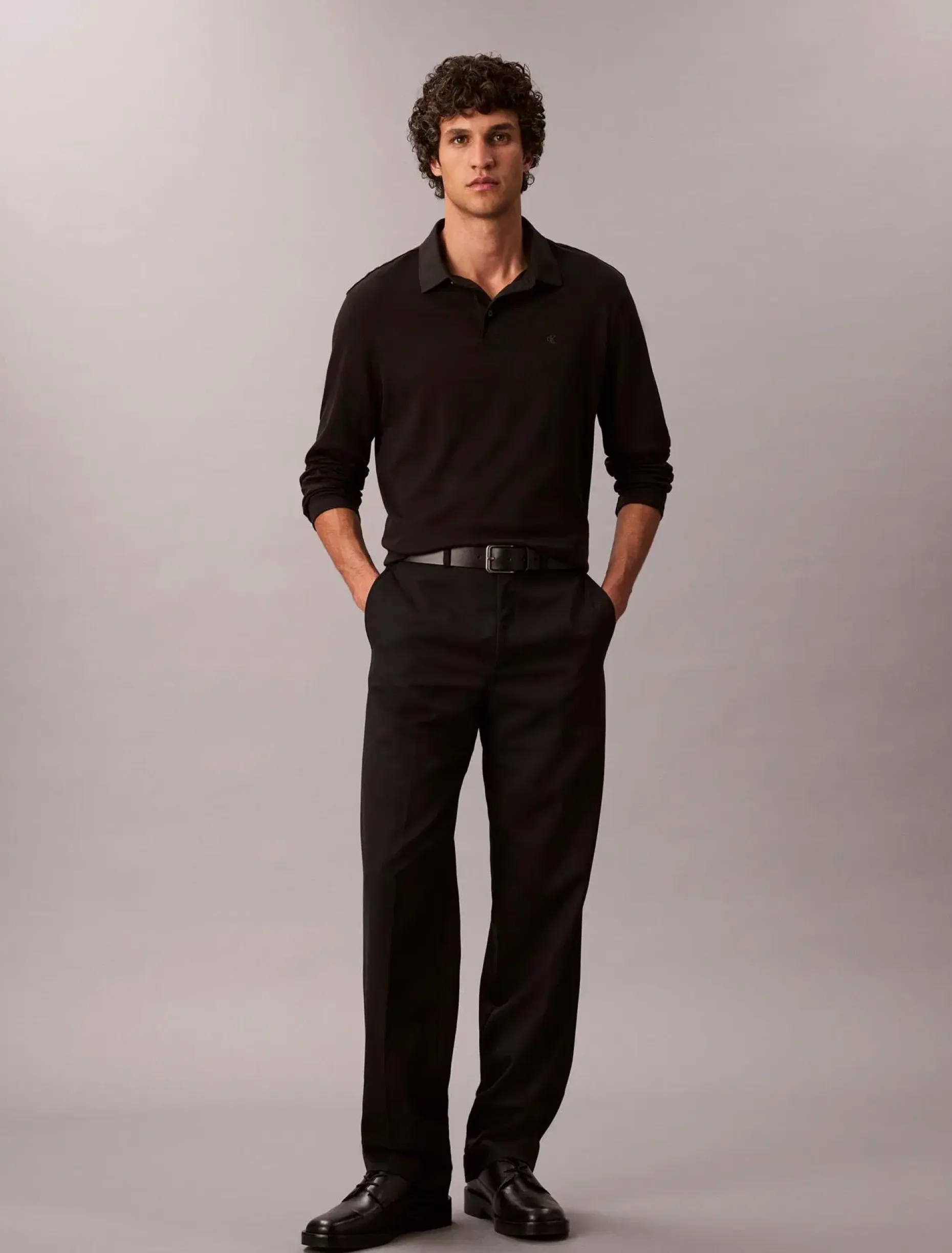Calvin Klein Ls supima cotton solid polo pikee