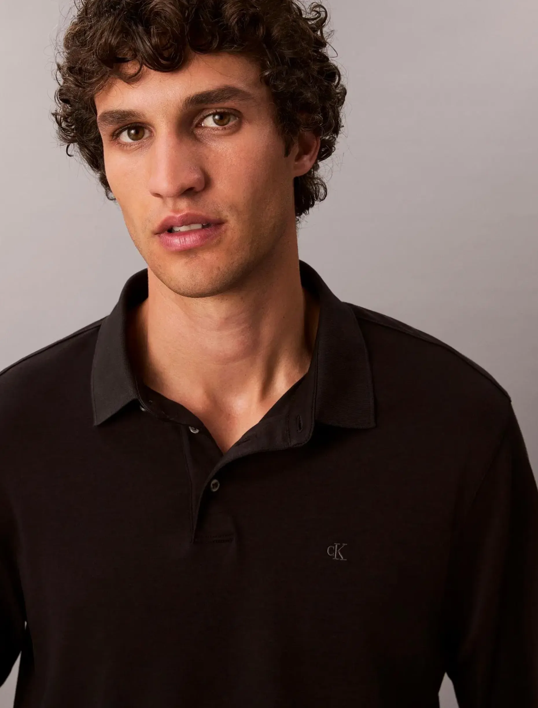 Calvin Klein Ls supima cotton solid polo pikee