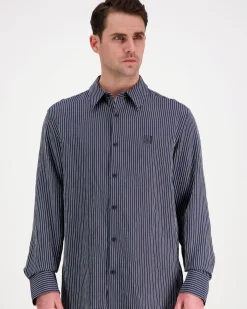 Calvin Klein Ls thin striped viscose easy kauluspaita