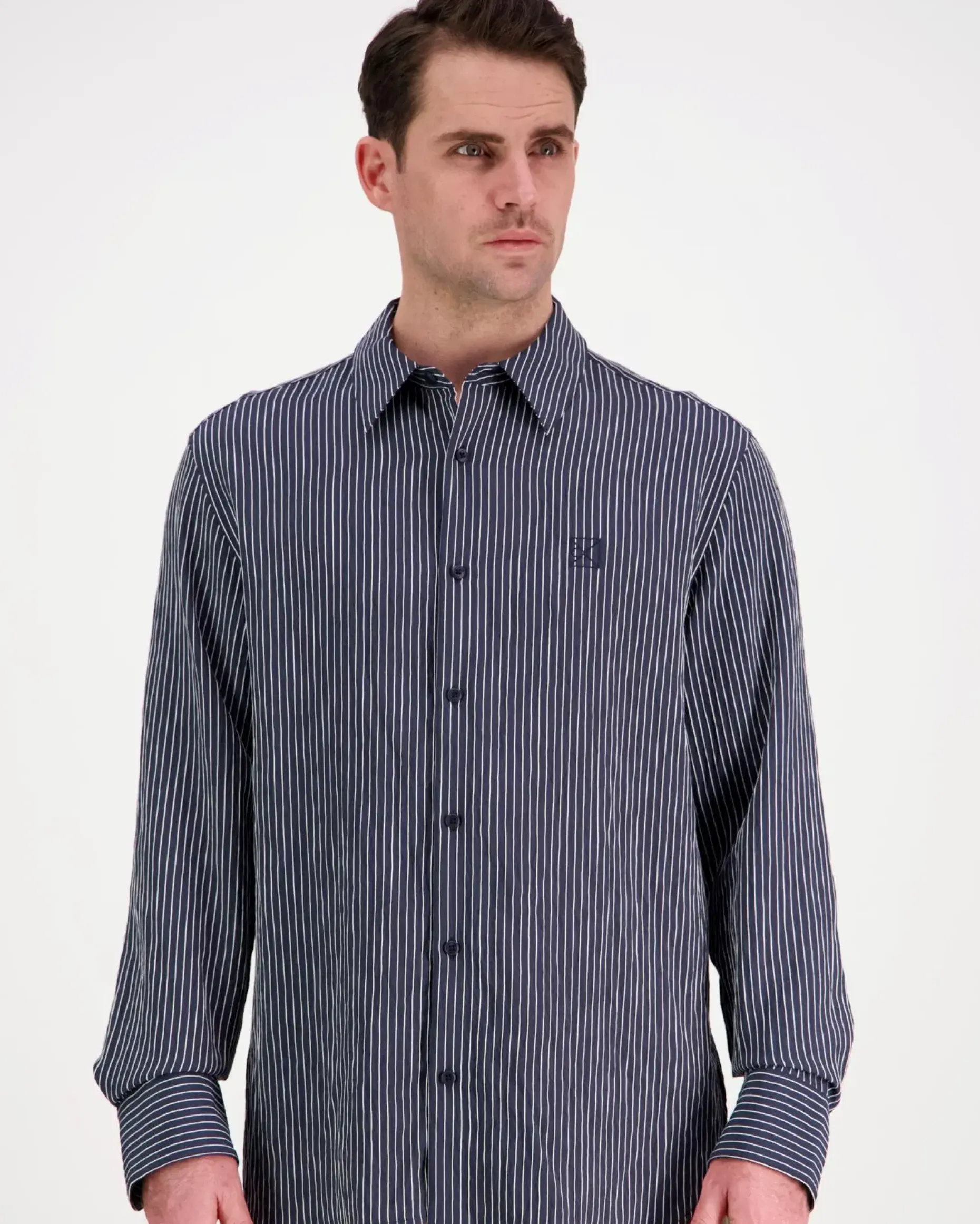 Calvin Klein Ls thin striped viscose easy kauluspaita