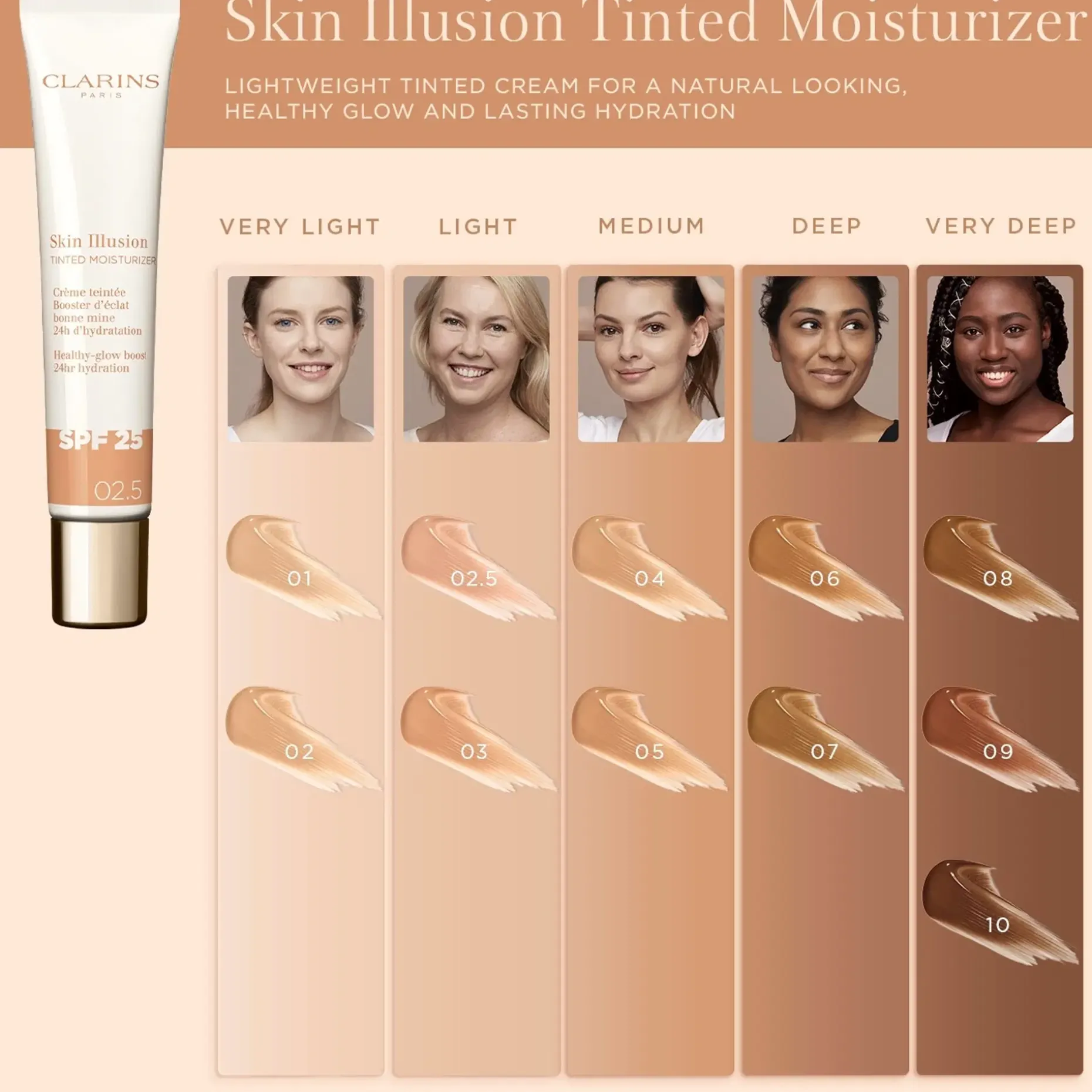 Clarins Skin illusion tinted moisturizer SPF 25 sävytetty päivävoide 40 ml