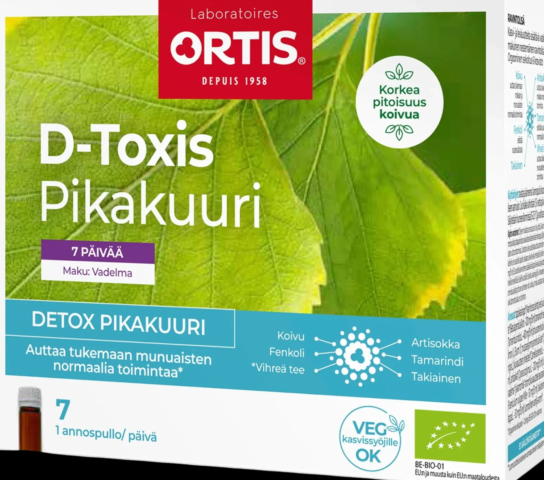 D-Toxis Detox puhdistava pikakuuri 7 päivää Vadelma 7x15 ml