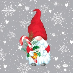 DUNI 33 x 33 cm Winter Flakes Tomte 3-krs, 240 kpl/ltk (12 x 20 kpl)