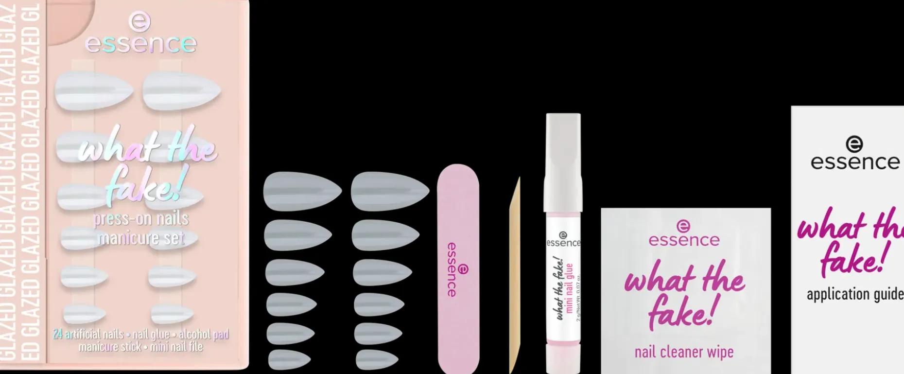 essence what the fake! PRESS-ON NAILS manicure set 01 GLAZED 28 st