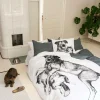 Finlayson pussilakanasetti Koira&Kissa 150x210+50x60 cm musta/valkoinen
