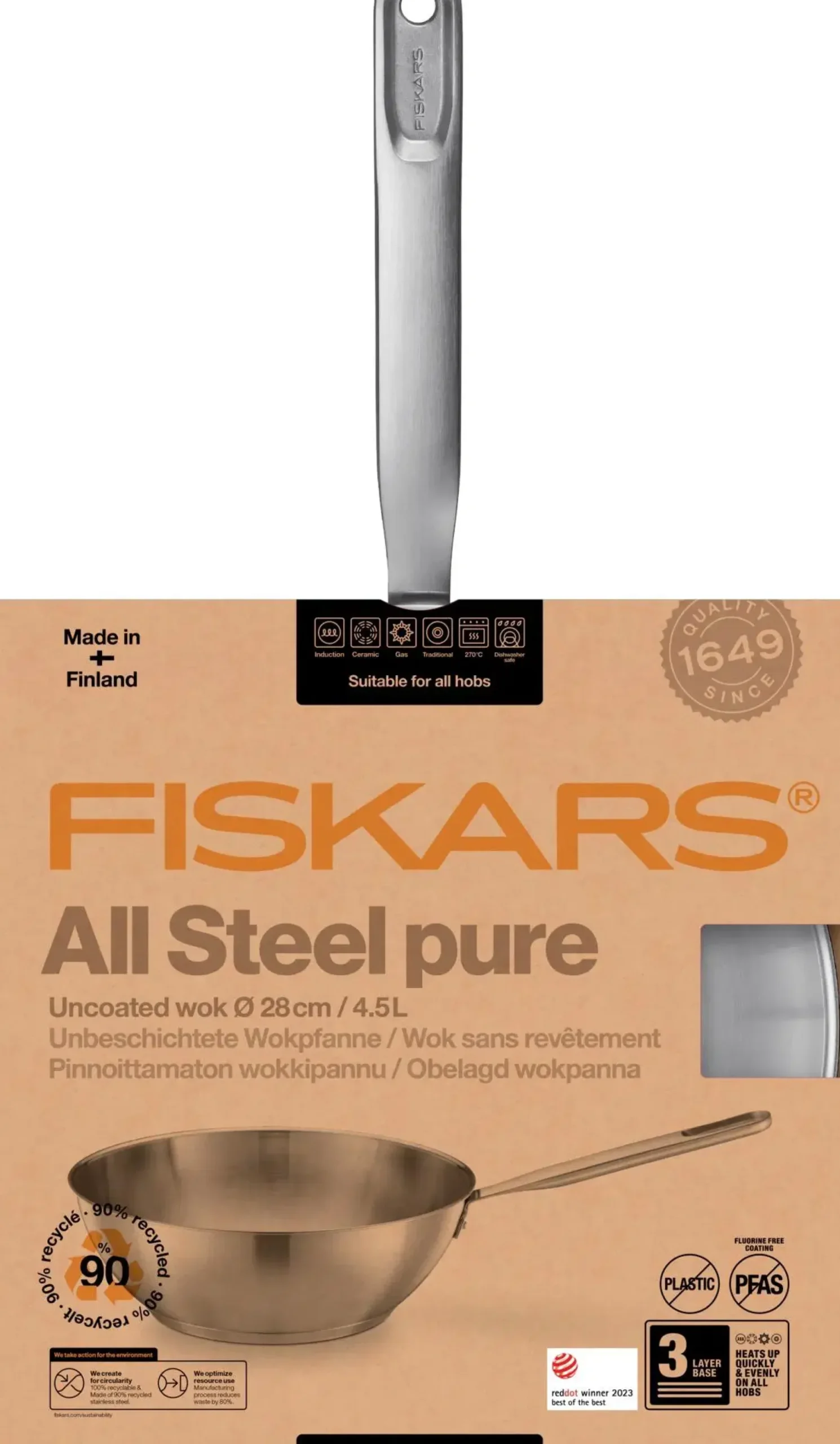Fiskars All Steel Pure wokki 28 cm