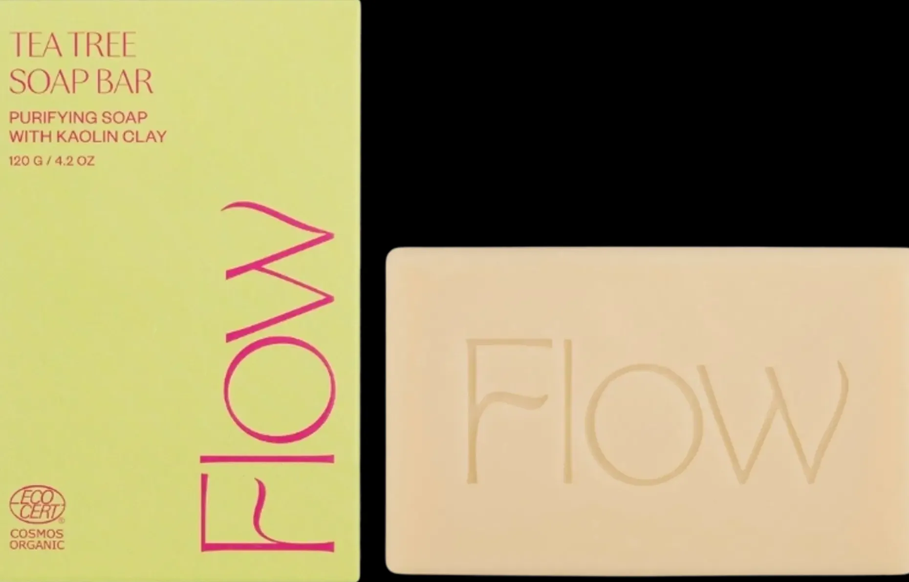 Flow Cosmetics Tea Tree -palasaippua kasvoille ja vartalolle 120g