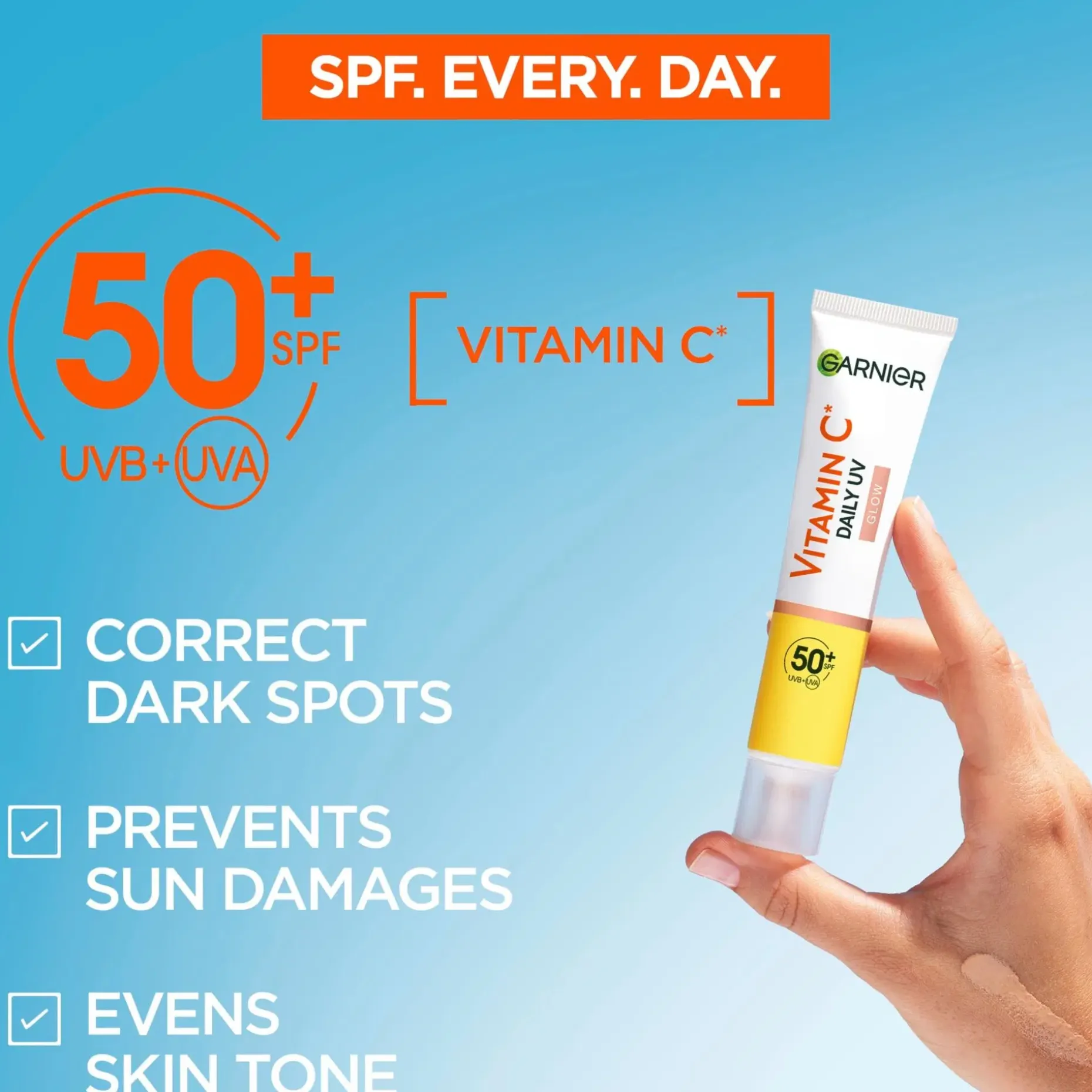 Garnier Vitamin C* Sheer Glow uv-voide SPF50 samealle iholle 40 ml