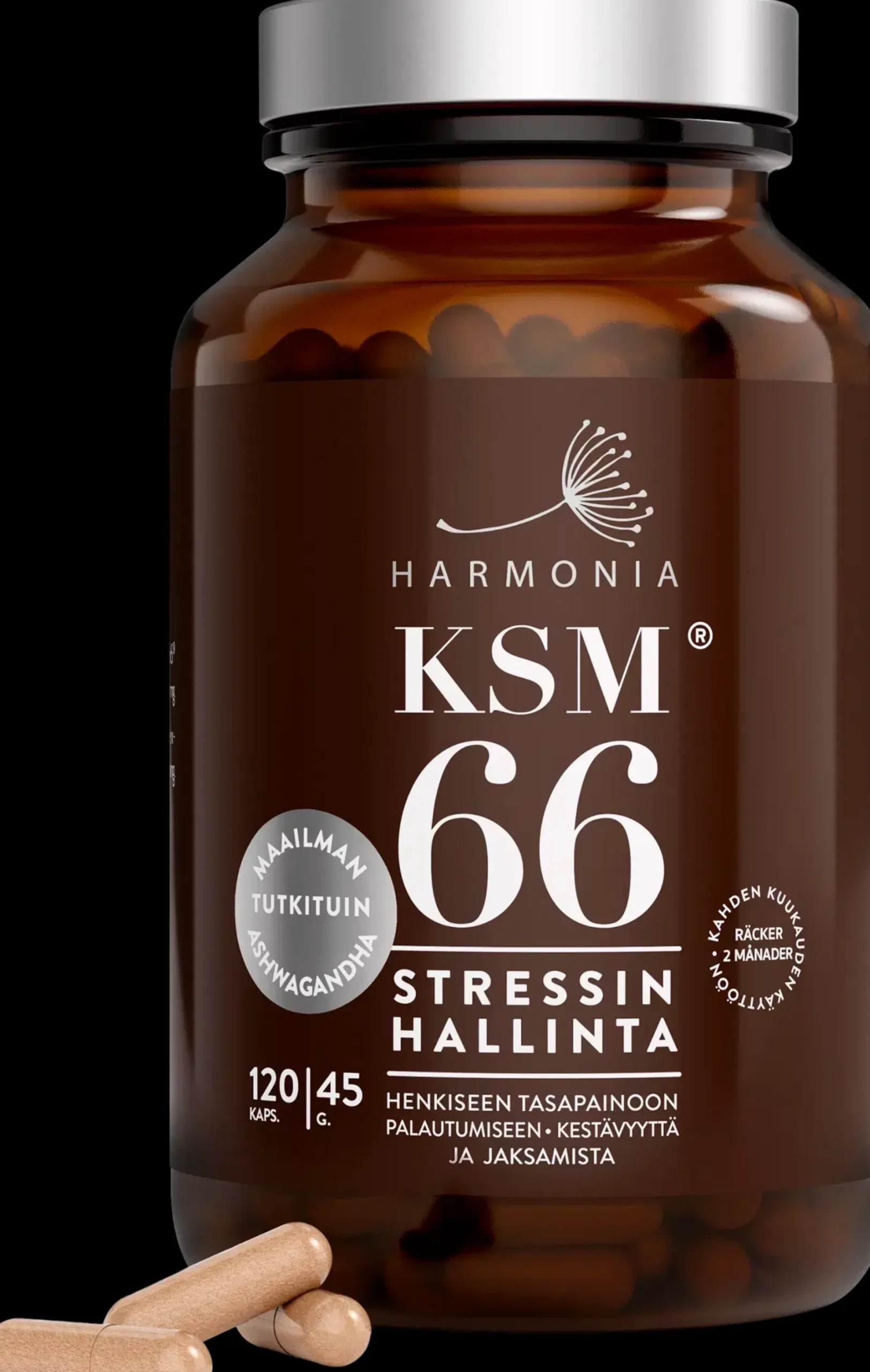 Harmonia KSM66 Luomu Ashwagandha-uutekapseli ravintolisä 45g/120kaps