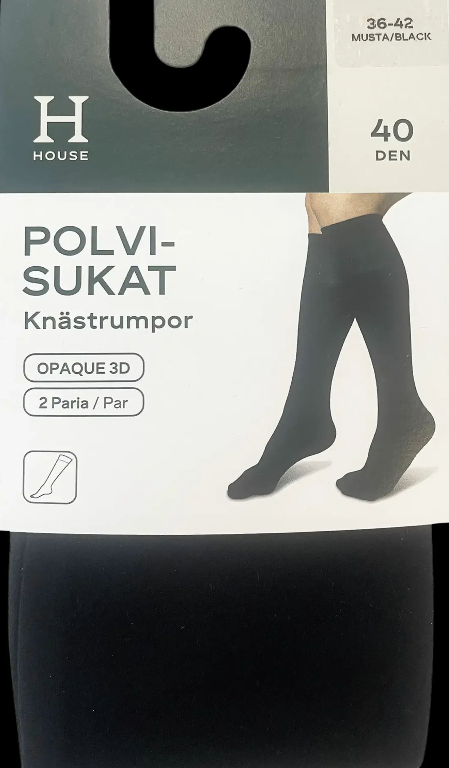House naisten polvisukat 3D Opaque 40 den 2-pack