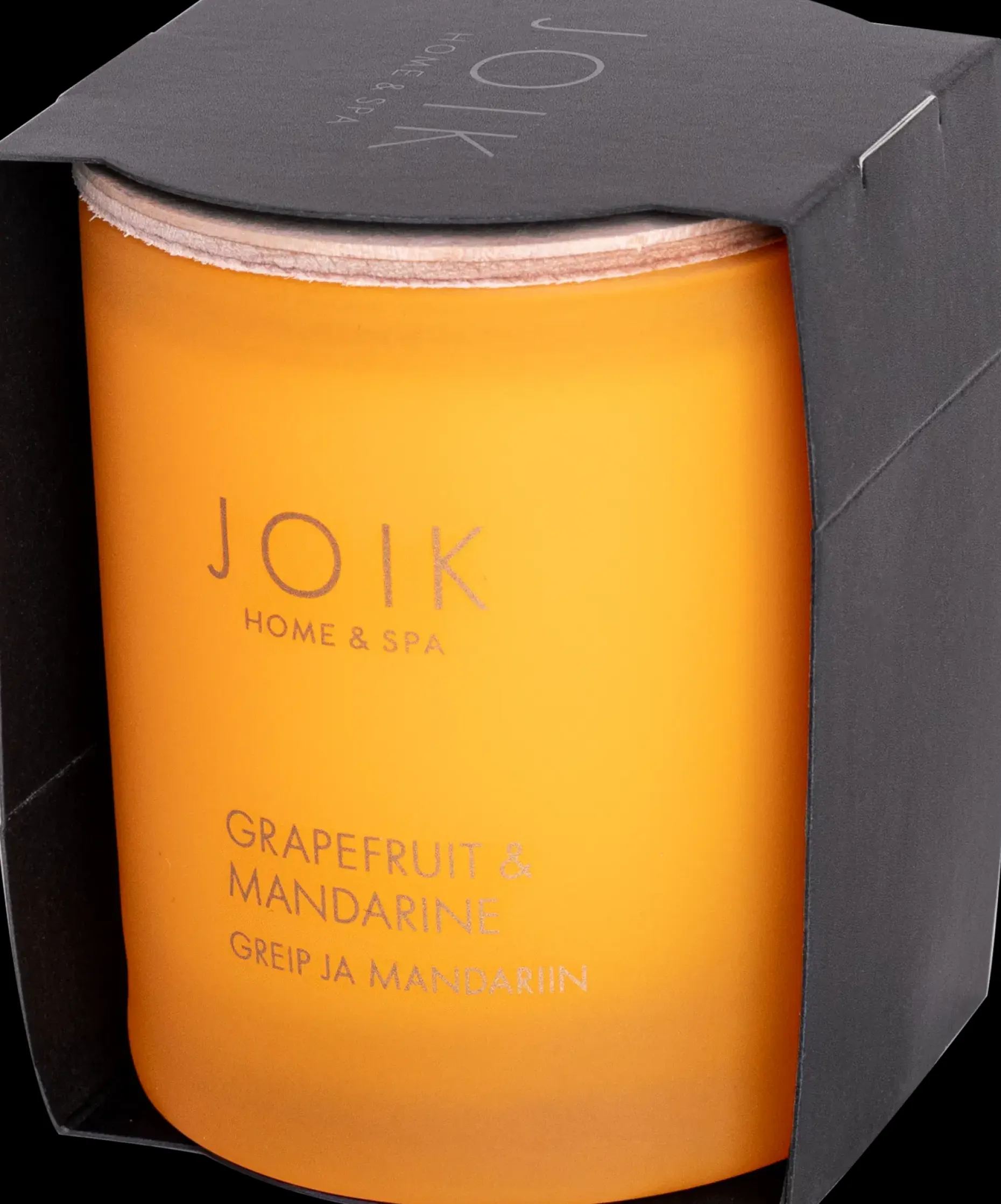 JOIK Home & SPA Tuoksukynttilä Grapefruit & Mandarin puukannella