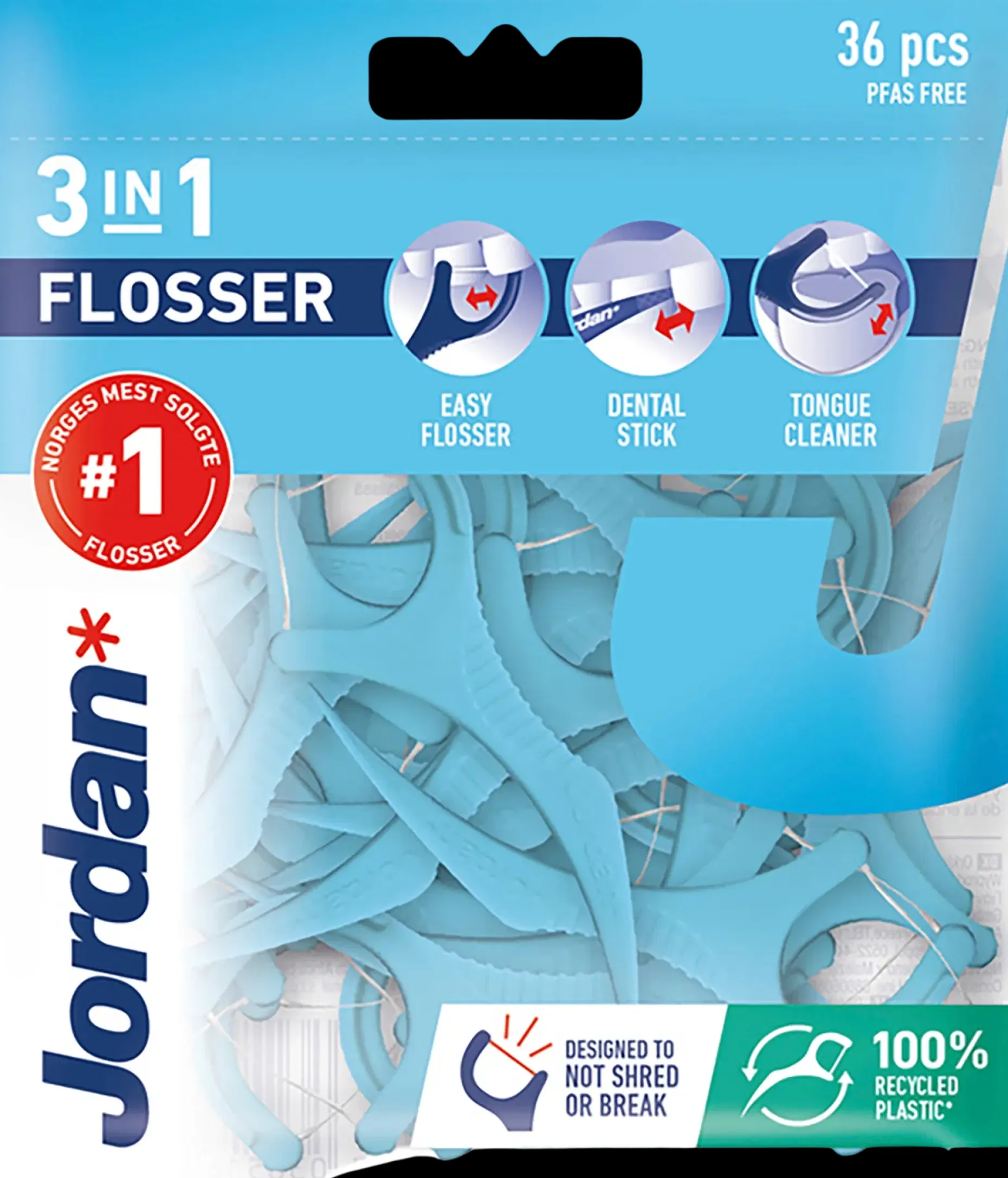 Jordan 3-in-1 Flosser hammaslankain 36kpl