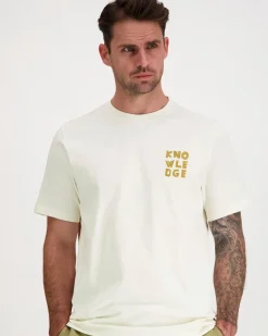 Knowledge cotton apparel Chest Flock Print T-Shirt t-paita