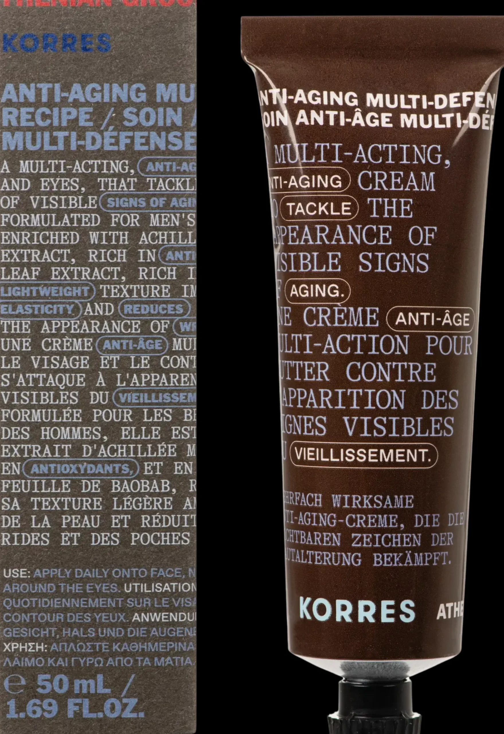 KORRES Men's Anti-aging Multidefender Recipe kosteusvoide kasvoille ja silmänympärysiholle 50ml