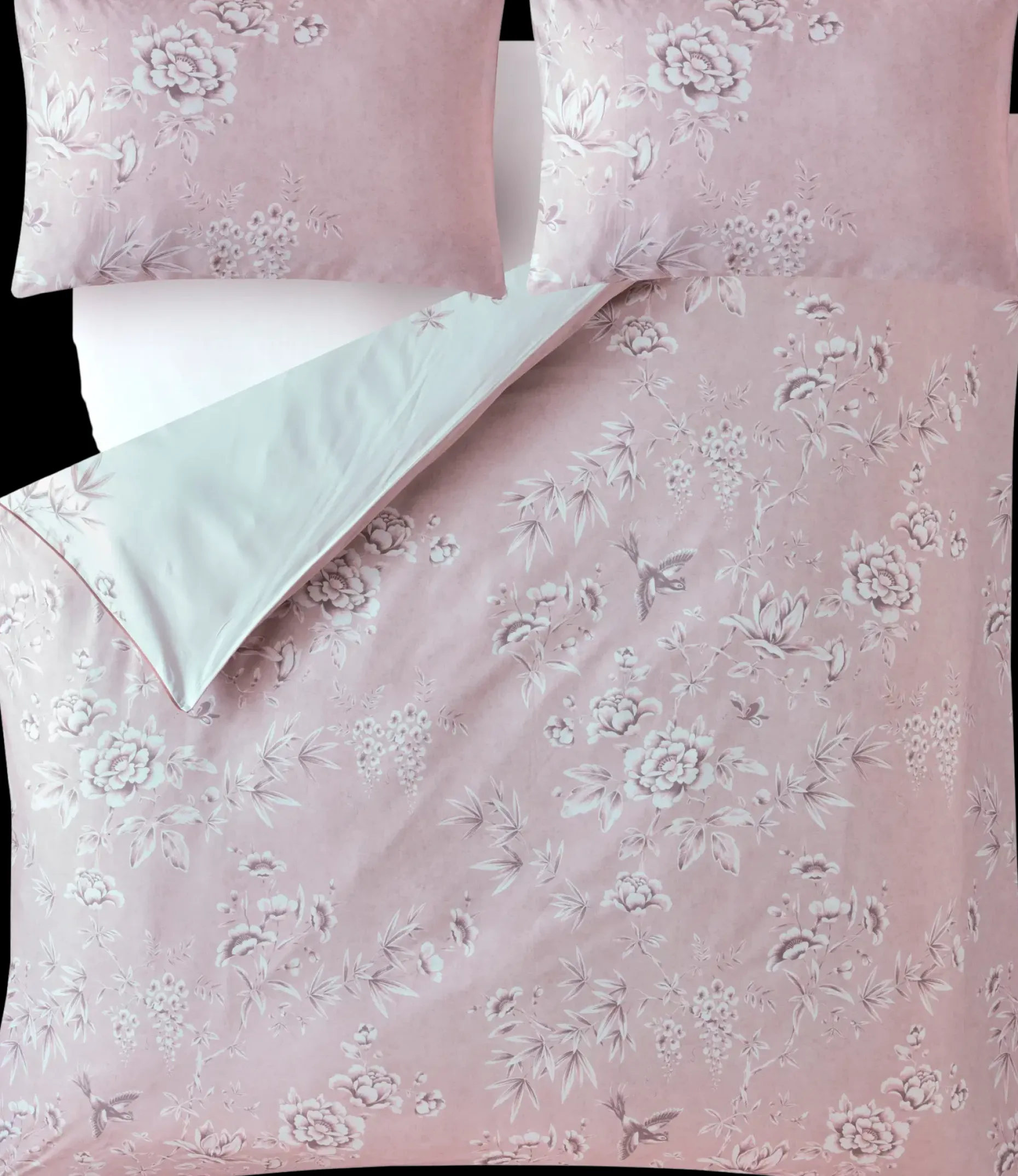 Laura Ashley Rowsham Garden satiinipussilakanasetti 150x210+50x60cm pinkki