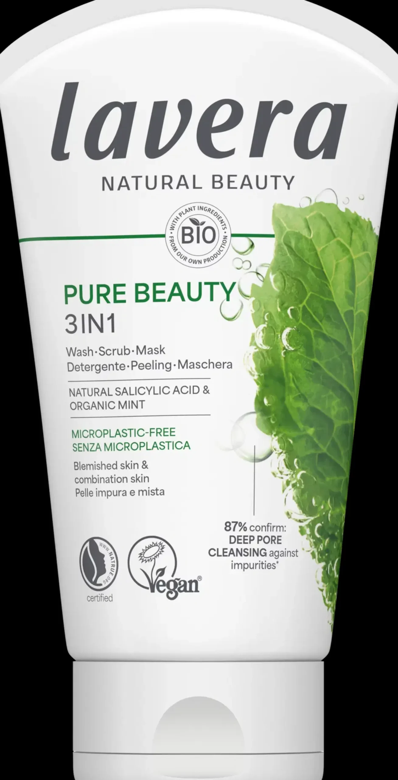 lavera Pure Beauty 3IN1 puhdistus, kuorinta ja naamio 125 ml