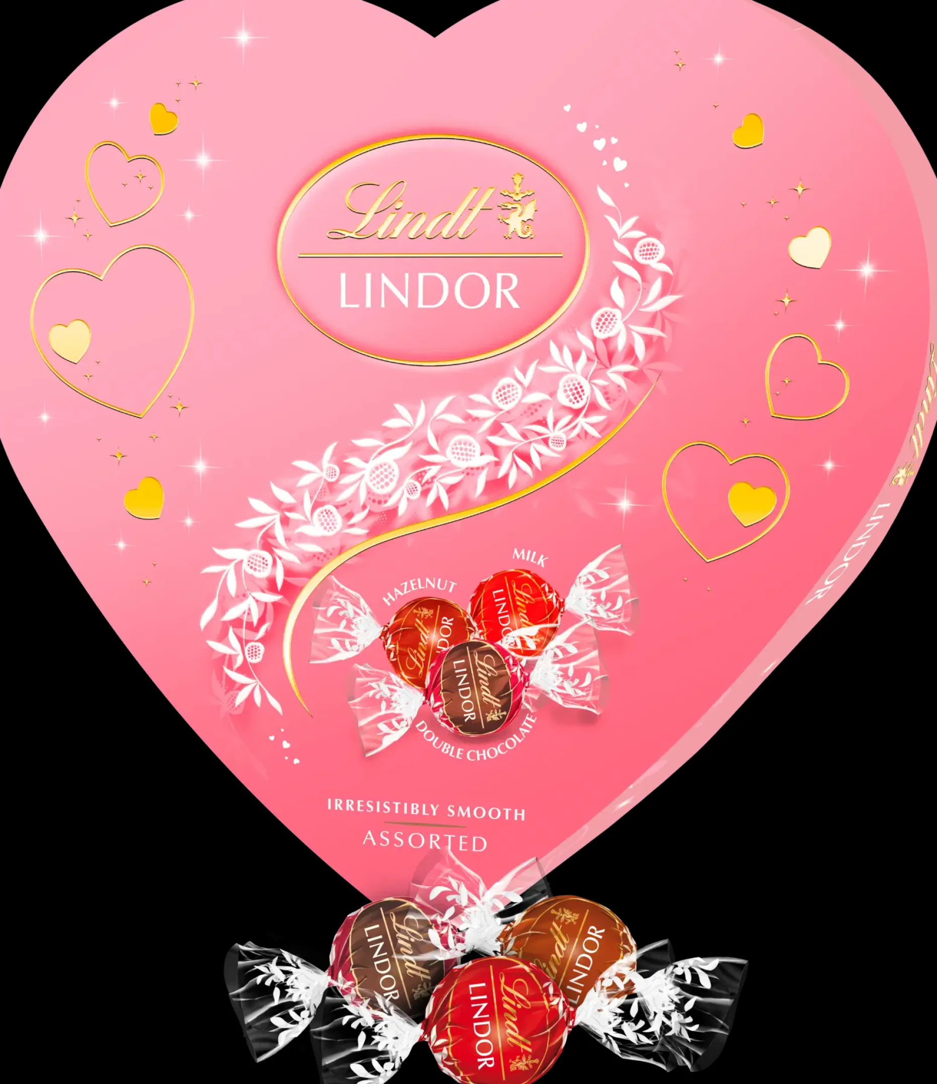 Lindt LINDOR Sydänrasia lajitelma maito, hasselpähkinä- ja Double Chocolate suklaakuulat pehmeällä täytteellä 160g