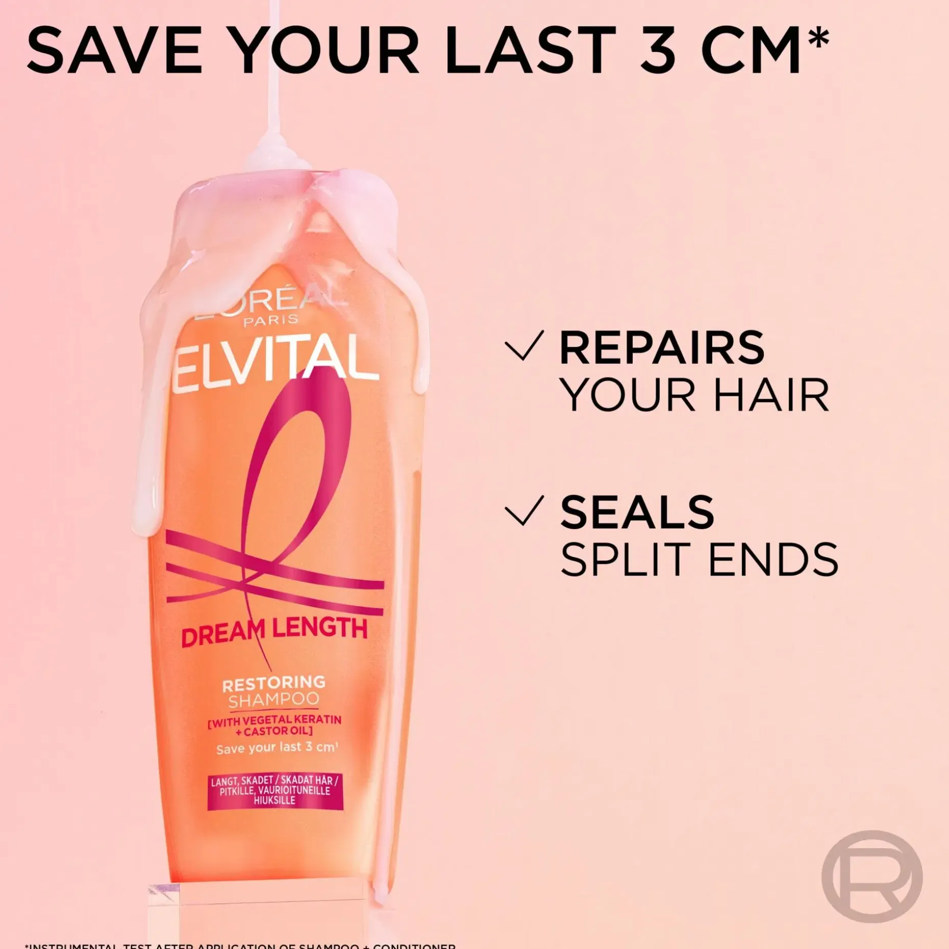 L'Oréal Paris Elvital Dream Length Restoring shampoo pitkille, vaurioituneille hiuksille 250ml