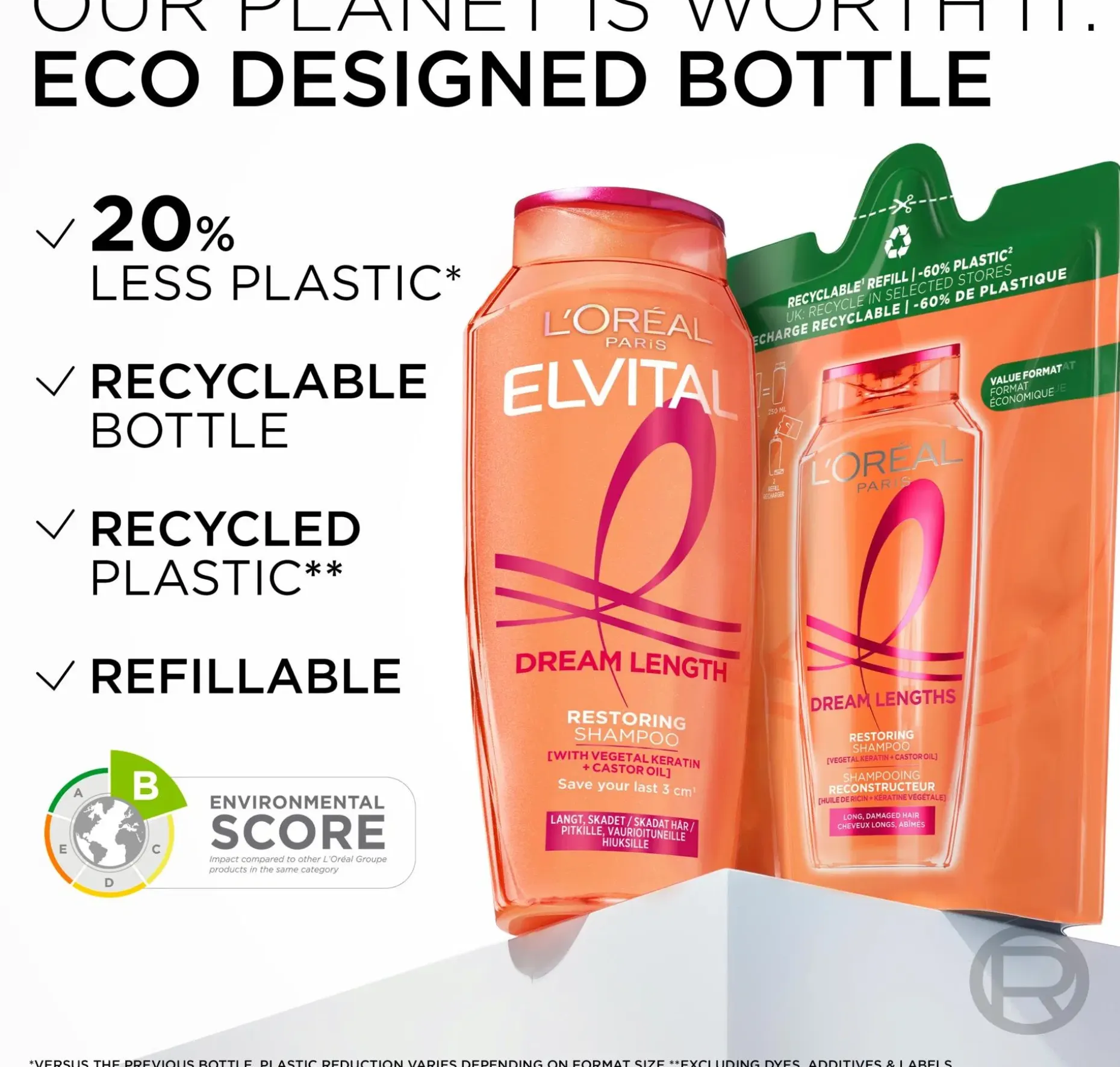L'Oréal Paris Elvital Dream Length Restoring shampoo pitkille, vaurioituneille hiuksille 250ml