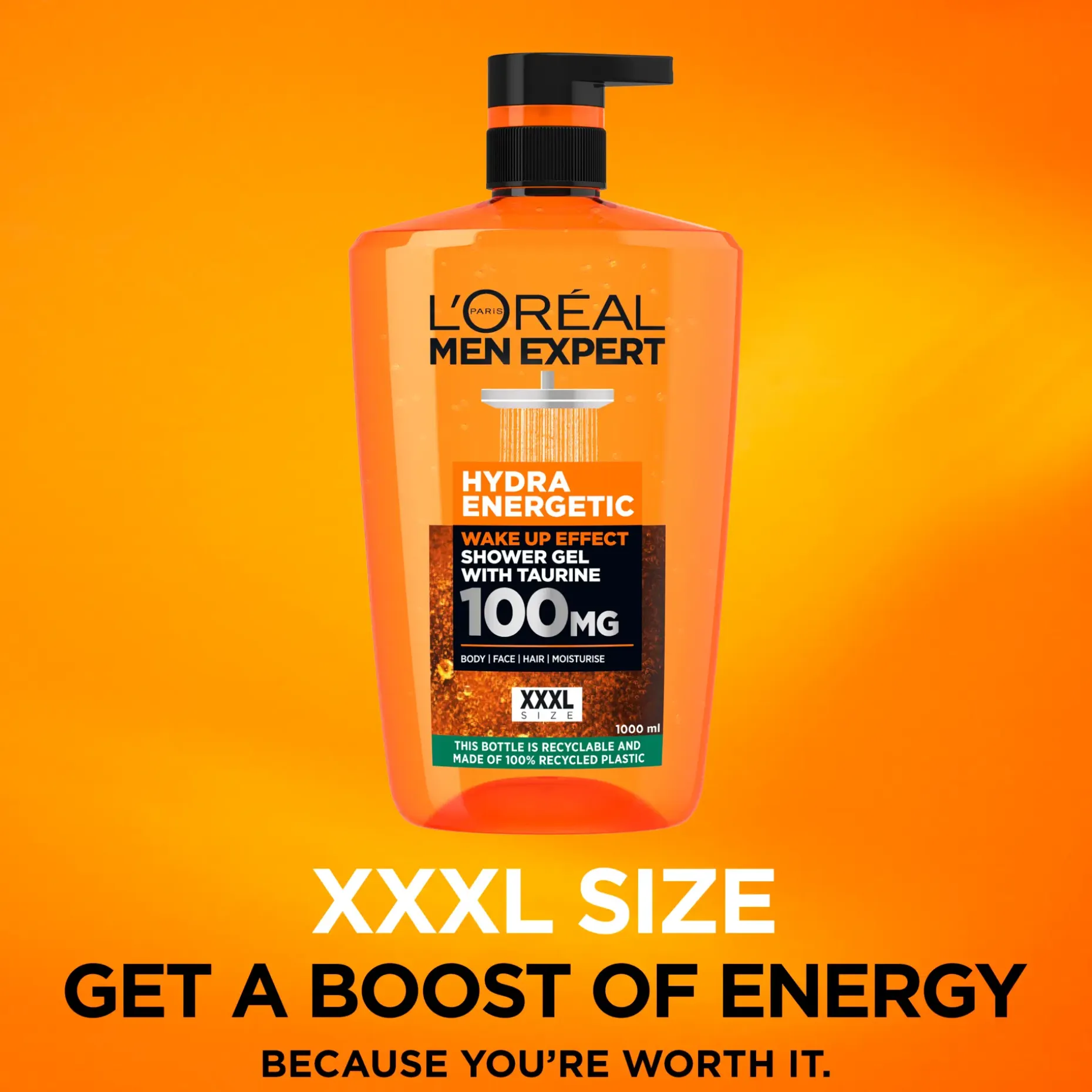 L'Oréal Paris Men Expert Hydra Energetic suihkugeeli normaalille iholle 1000 ml
