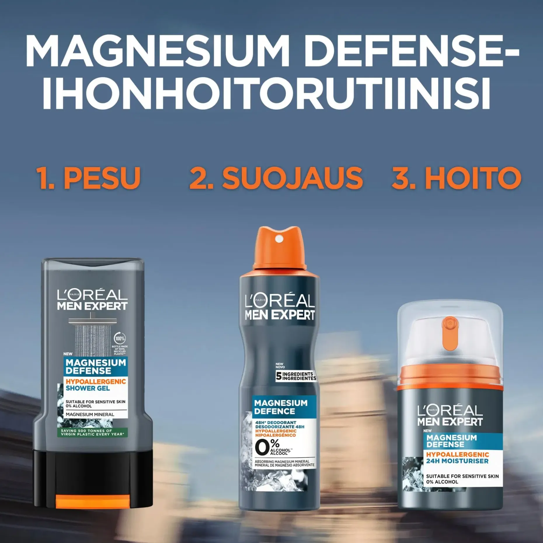 L'Oréal Paris Men Expert Magnesium Defense Hypoallergenic 48H spray deodorantti 150 ml