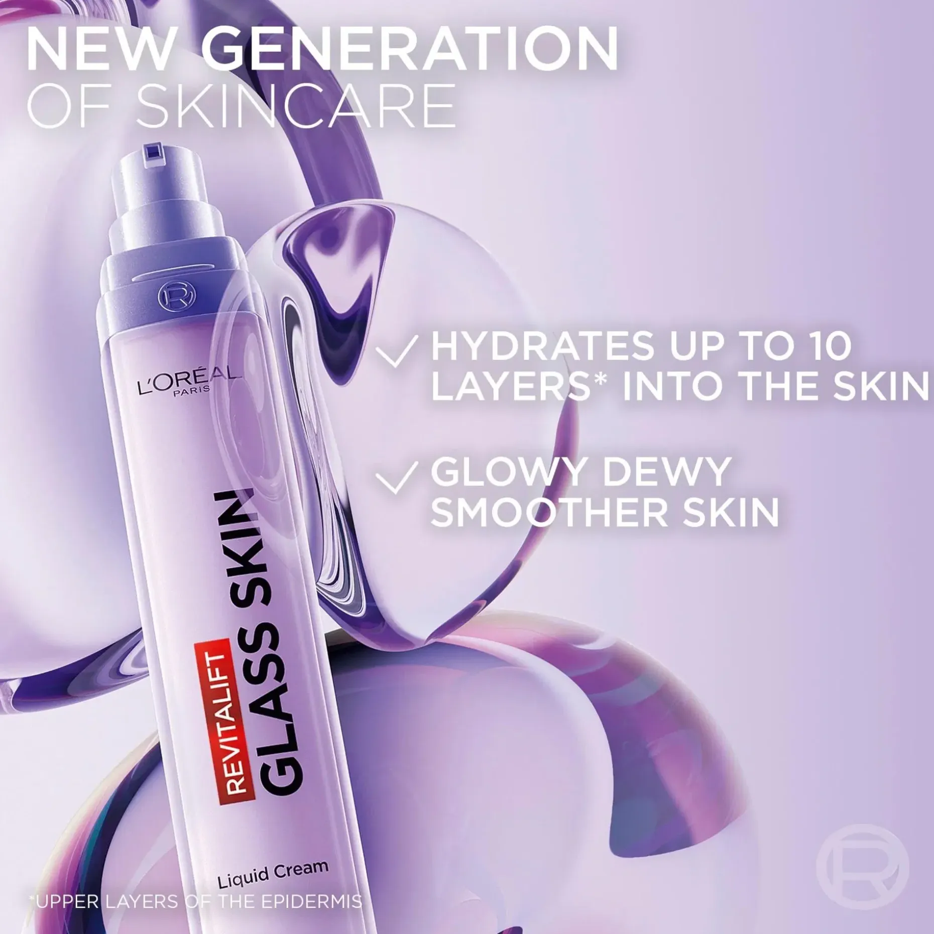 L'Oréal Paris Revitalift Filler Glass Skin Nestemäinen Päivävoide normaalille iholle 50 ml