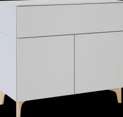 Lundia Fuuga -senkki, leveillä laatikolla ja pariovilla, cashmere, koivujalat