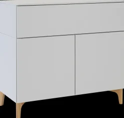 Lundia Fuuga -senkki, leveillä laatikolla ja pariovilla, cashmere, tammijalat