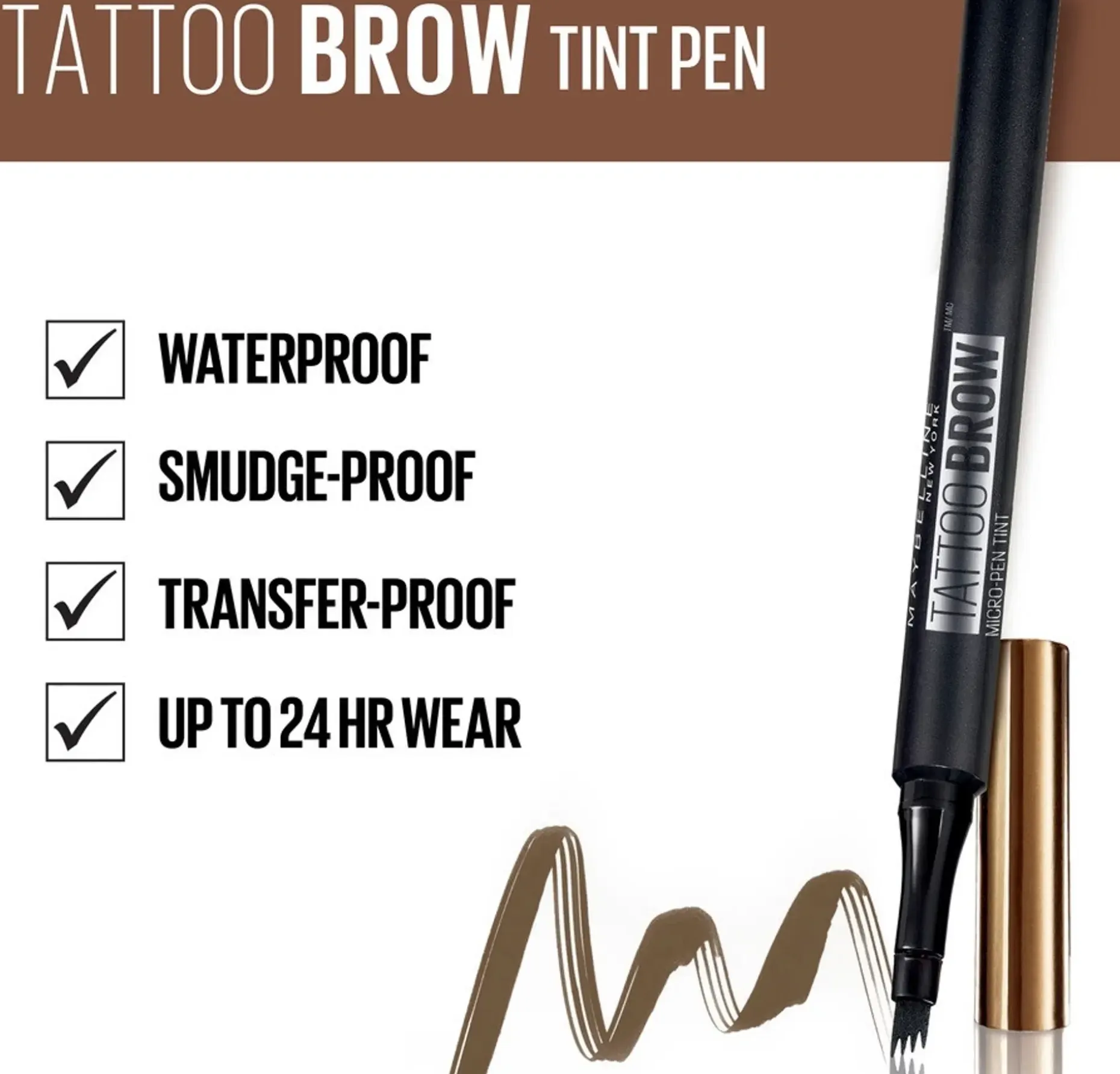 Maybelline New York Tattoo Brow Micropen Tint 120 Medium brown -kulmakynä 1ml