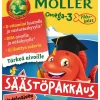 Möller Omega-3 Pikkukalat säästöpakkaus vadelmainen pehmeä pureskeltava 72kpl