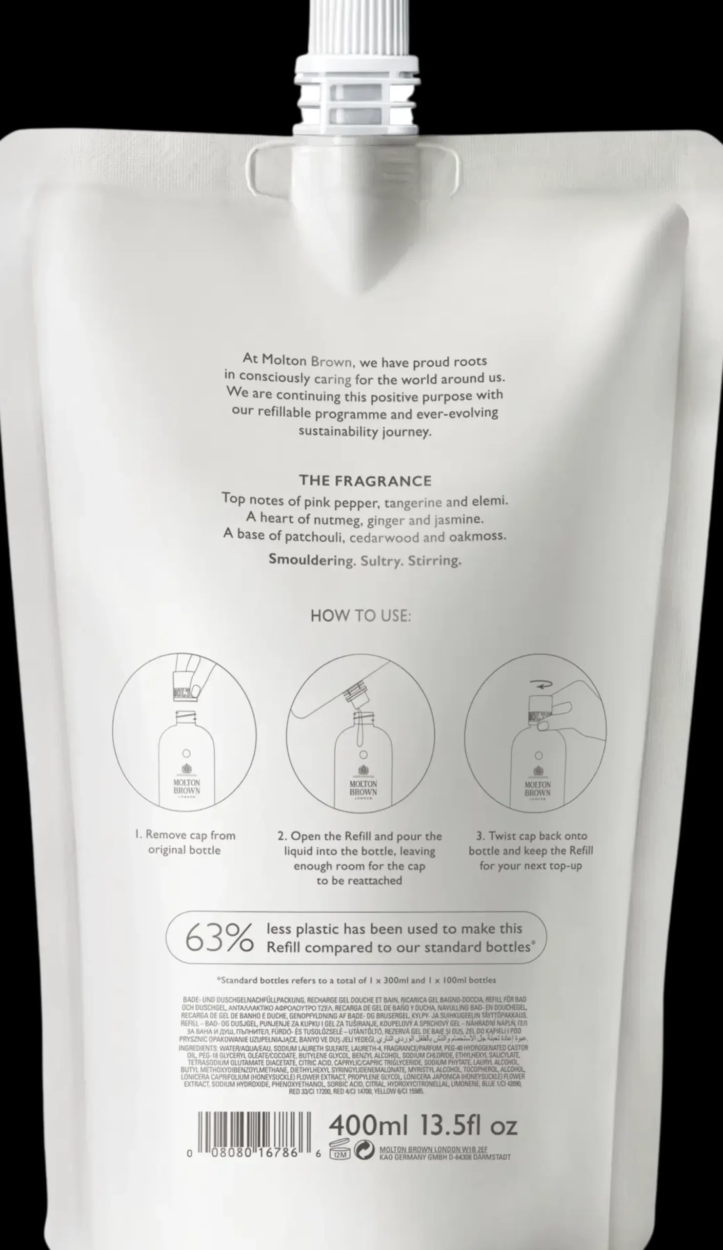 Molton Brown Fiery Pink Pepper Bath & Shower Gel Refill suihkugeelin täyttöpakkaus 400 ml
