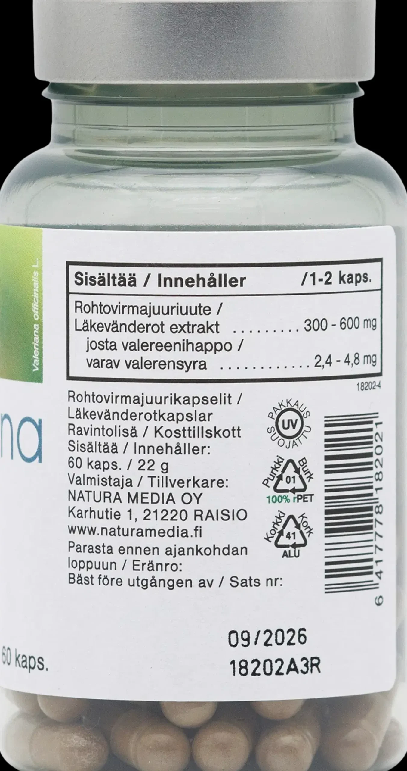 Natura Median Valeriana rohtovirmajuurivalmiste 300 mg 60 kaps.