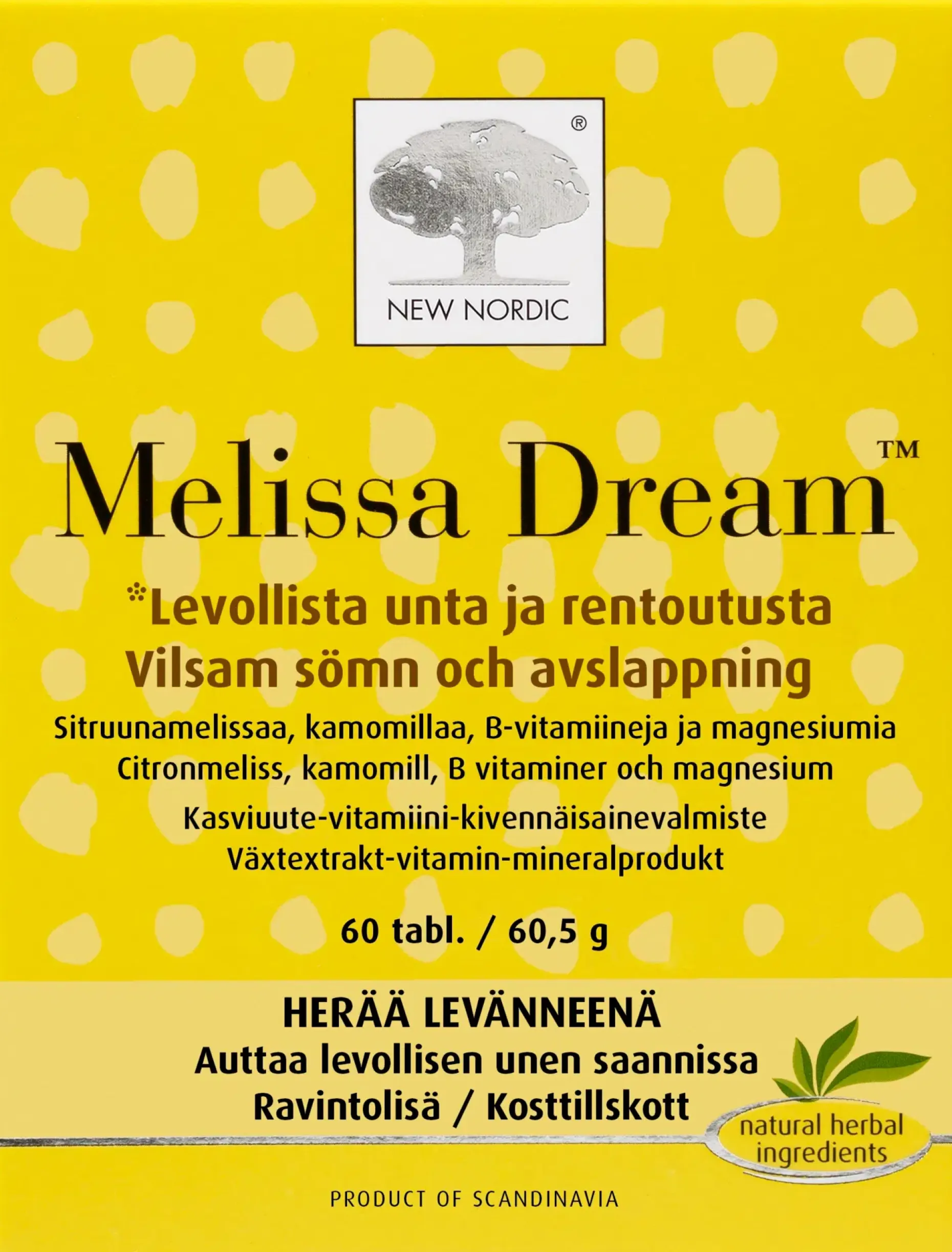 New Nordic Melissa Dream™ravintolisä 60 tabl./ 85 g