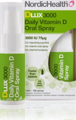 Nordic Health DLux 3000 D3 suusuihke 75 mcg 15 ml