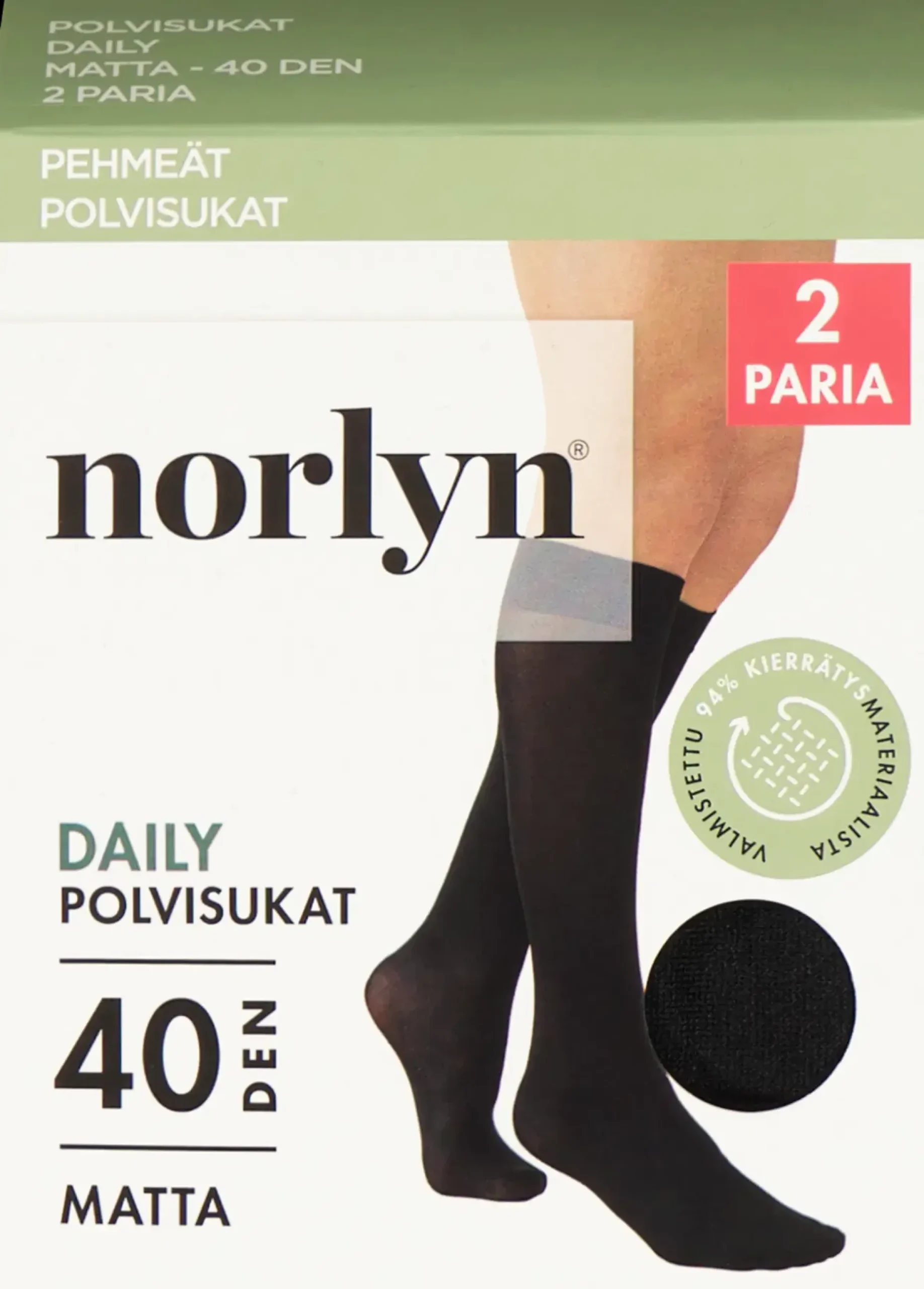 Norlyn Daily 2-pack 40 den polvisukat