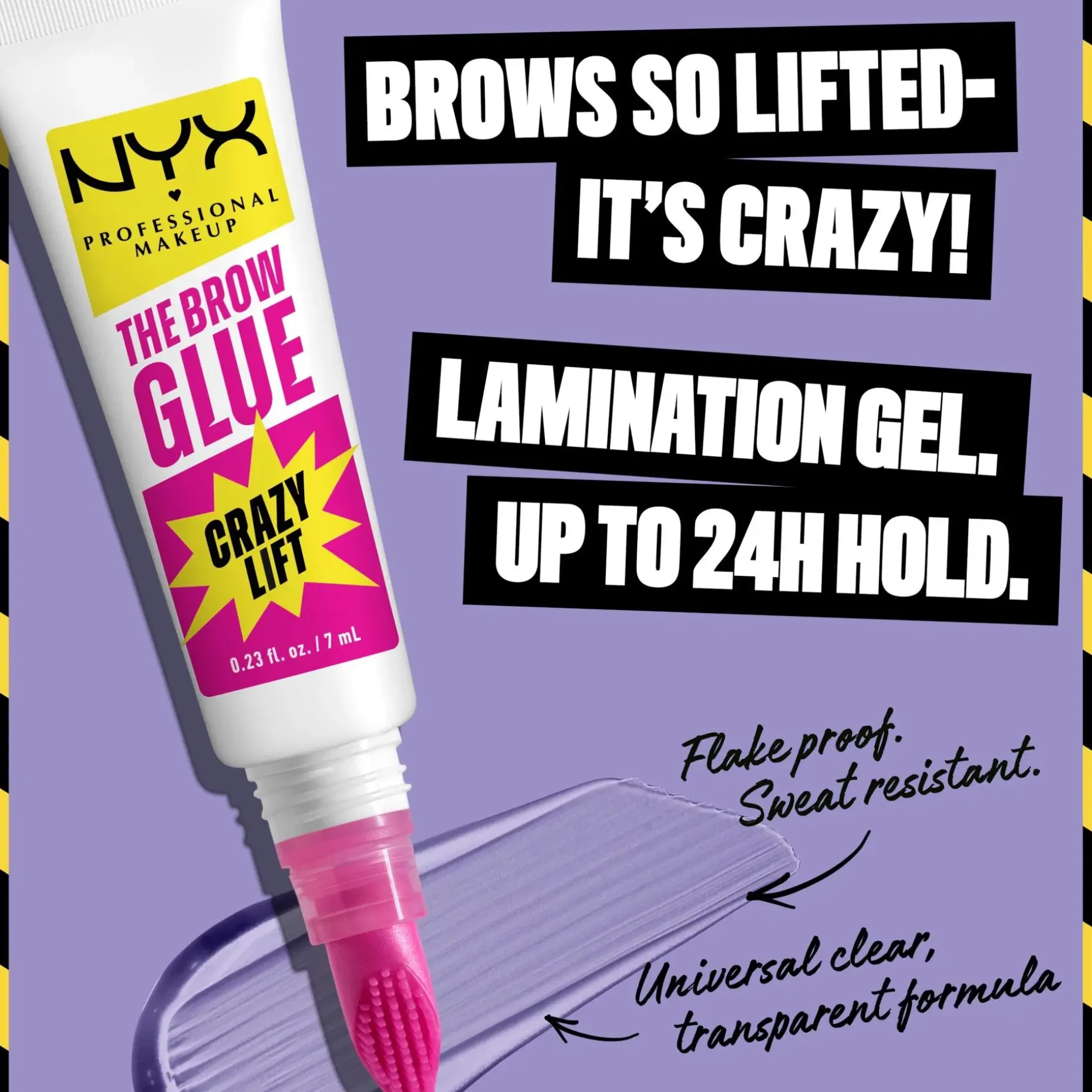 NYX Professional Makeup The Brow Glue Crazy Lift Pitkäkestoinen Kulmageeli 01 Transparent 7 ml