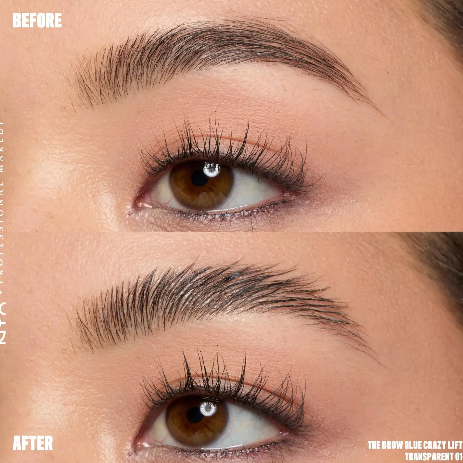 NYX Professional Makeup The Brow Glue Crazy Lift Pitkäkestoinen Kulmageeli 01 Transparent 7 ml