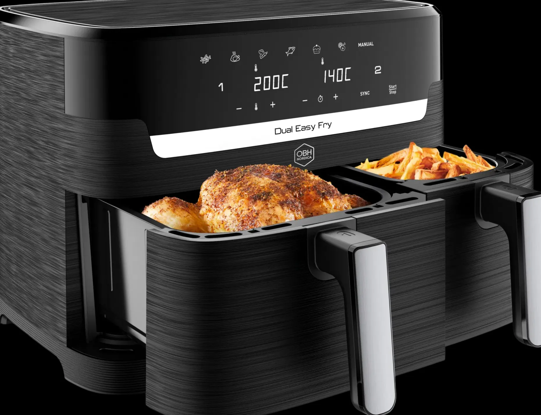 OBH Nordica XXL Dual Easy 11l air fryer AG9428S0 musta