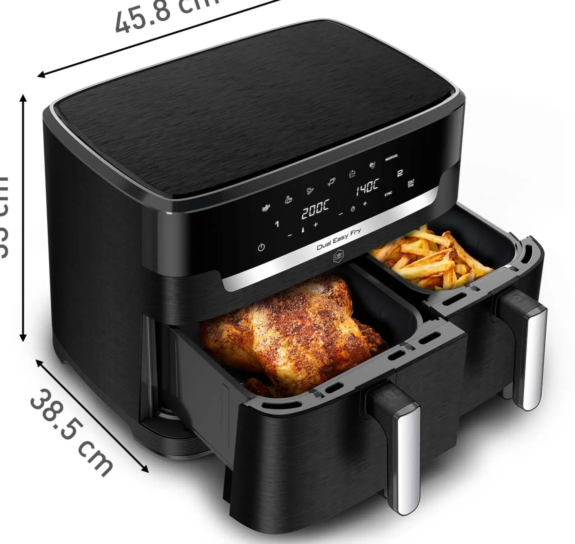 OBH Nordica XXL Dual Easy 11l air fryer AG9428S0 musta